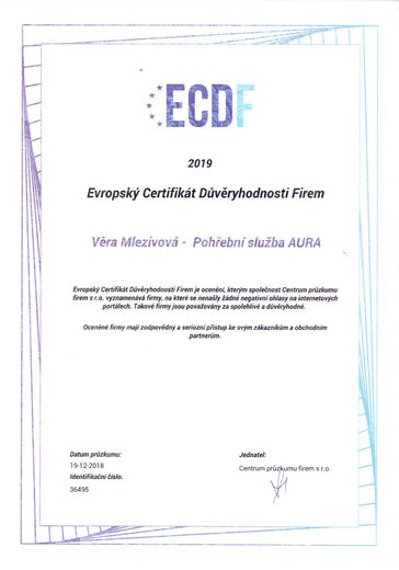 Certifikát důvěryhodnosti firem 2019